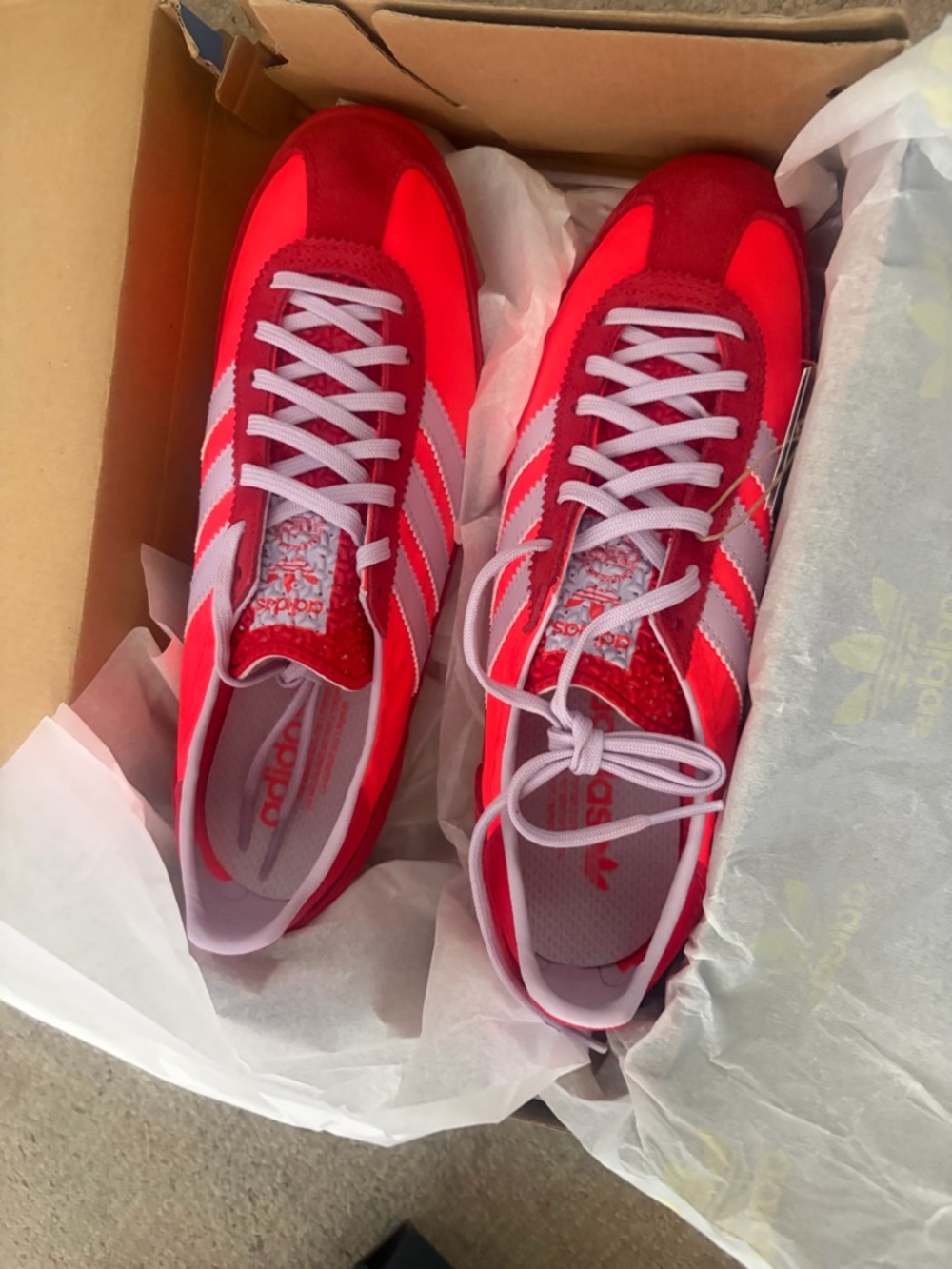 adidas Red and White Retro Runner Sneakers